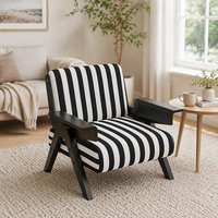 Fauteuil individuel moderne de style français, mi-siècle, Wabi-sabi, à dossier en bois massif à motif zèbre, pour salon et chambre