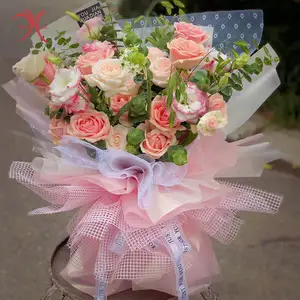 2023 발렌타인 데이 선물 포장 꽃다발 예술 한국 포장 원사 메쉬 포장 꽃 가게 꽃다발 포장
