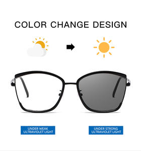 ファッショナブルなレトロなハーフフレームフォトクロミック読書メガネデザイナーラウンドアンチブルーライトアセテートTR90 - Product Image 2