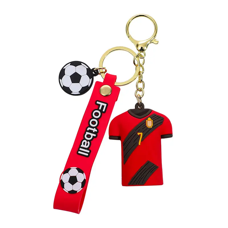 Fußball-Star T-Shirt Schlüsselanhänger weiches PVC-Silikon Sport-Spielerkleidung Tasche Anhänger Geschenk Fußball-Superstar Jersey Auto-Schlüsselanhänger