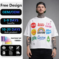 T-shirt personnalisé 100 % coton avec impression DTG, effet délavé à l'acide, coupe ample et épaisse, style vieilli pour homme