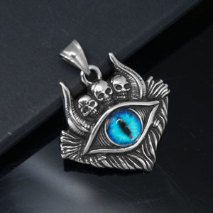 Bijoux gothiques pour femmes et hommes, acier inoxydable, amulette de la vérité de l'œil, crâne, pendentif œil de dragon bleu pour collier de fête - Product Image 1