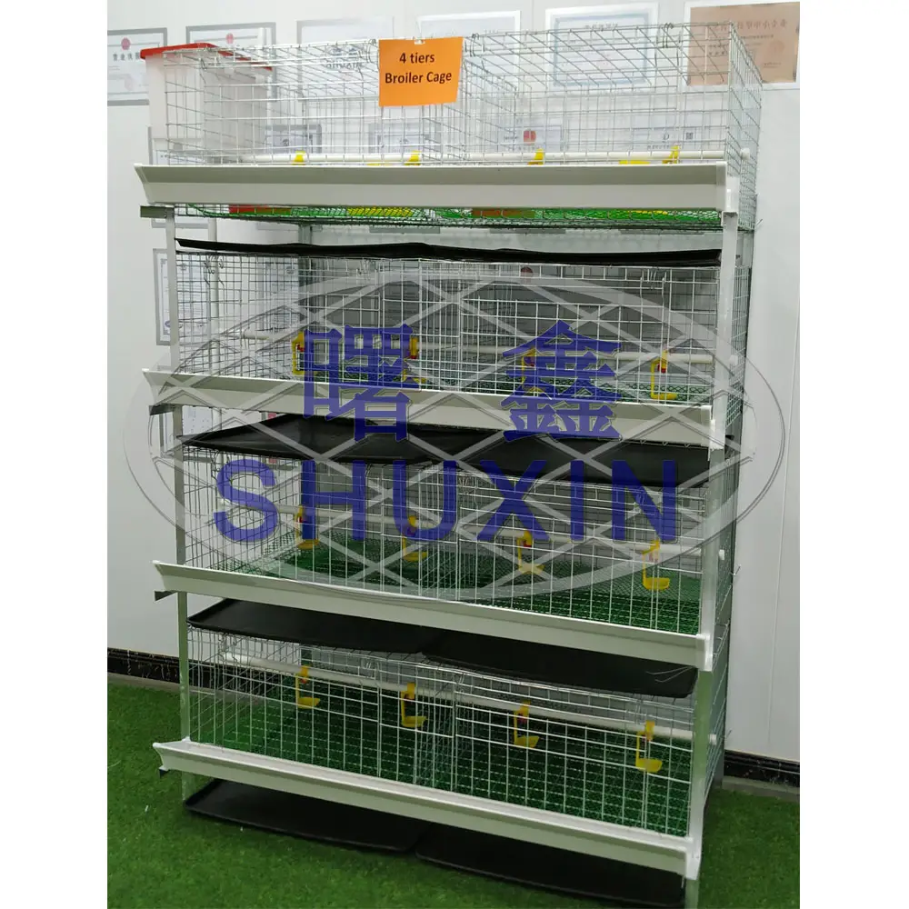 H-type Battery Cage Chicken Meat Broiler Cages with Automatic Poultry Feeding