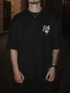 Ropa de verano para hombres y adolescentes, fábrica de camisetas con estampado de calaveras y camisetas de manga corta, personalización disponible. f10 - Product Image 3