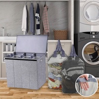 Grand sac de tri à linge à 3 compartiments pour le linge sale, modèle Lady 3-Compartment Laundry Sorter Hamper Bag 3 Section Laundry Basket Sorter
