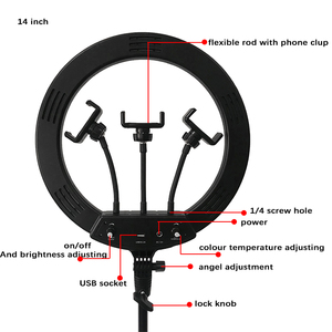 Anneau lumineux de maquillage de 14 pouces à intensité variable, lumière de remplissage de photographie vidéo avec trépied <span class=keywords><strong>pour</strong></span> vidéo de téléphone - Product Image 4