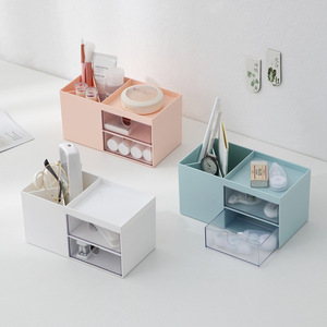 Home storage & organization Plastic Compartment Double Drawer Cosmetics Jewelry Desktop Storage Box