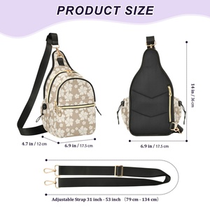 Custom Design Brown Hau Flower Polyester Hawaii Aloha Shoulder <b>Chest</b> Bag <b>Small</b> Crossbody Sling Bag for Women - Product Image 2