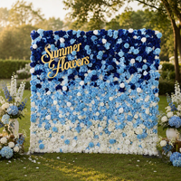 Mur de fleurs artificielles bleu dégradé pour salle de conférence, mariage, jardin, décoration de la maison