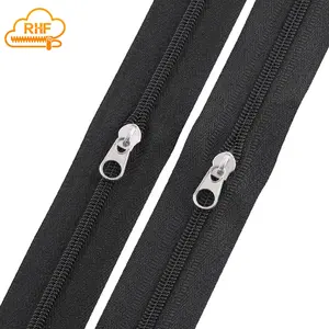 High quality recycled black #3 vislon nylon zipper coil for bag nylon zipper rolls