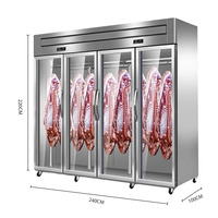 Congélateur vertical à viande Unitech 3500L pour cuisine commerciale, en acier inoxydable, à quatre portes, à température unique, avec éclairage LED