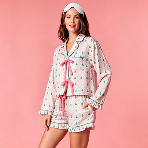 Pyjamas en bambou pour femmes, ensemble de pyjamas de Noël, pyjamas doux en modal, fabricant de pyjamas personnalisés pour femmes, pyjama pour femmes fabriqué au Vietnam - Product Image 1