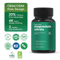 Capsules de citrate de magnésium à absorption élevée, biodisponibles, pour la récupération musculaire, la relaxation, le soutien du sommeil, végétaliennes, marque privée OEM/ODM
