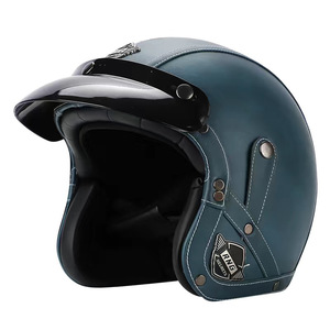 Casco de Motocicleta Abierto de Cuero Vintage con Visera Extraíble y Decoración Trenzada, Casco Retro para Motociclismo - Product Image 2