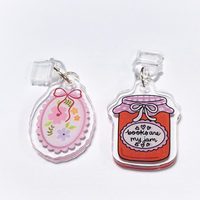 Breloque de téléphone en acrylique avec impression double face motif Oie Mignonne et Fleur, et bouchon anti-poussière décoratif pour téléphones de filles