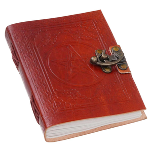 Diario de Cuero con Pentagrama en Relieve, Cuaderno Hecho a Mano con Borde Decorativo, Diario de Cuero Vintage - Product Image 1