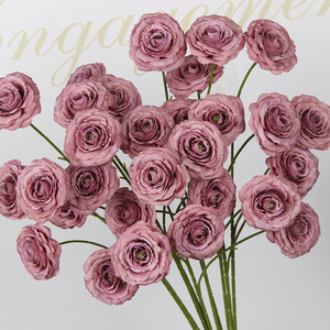 Fleurs artificielles à branche unique, couleur caramel, en plastique PU et soie, pour décoration intérieure et décorations de plafond de mariage - Product Image 1