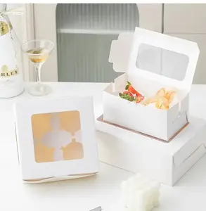 Emballage écologique de boîte de pâtisseries de cupcake boîte de cupcake à emporter récipient alimentaire de gâteau avec la fenêtre