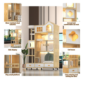 Villa per Gatti Multifunzionale Moderna e Traspirante per Soggiorno, Stabile e Durevole, Lussuosa Casa per Gatti in Legno con Doppia Porta - Product Image 3