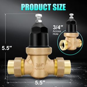 Vanne de réduction de pression en laiton de 3/4 pouce avec double raccord FNP pour système d'alimentation en eau - Product Image 2