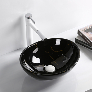Unique design black marble ceramic counter top wash sink bathroom sink wash basin