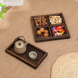 Bandeja de té de madera, bandeja para merienda del té de la tarde, bandeja para preparar té junto al hogar, juego de bandeja de té de madera maciza de siete piezas, estilo chino - Product Image 2
