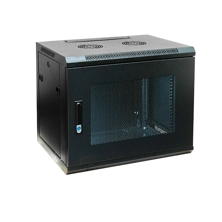 Standard 19 Inch Data Cabinet Great Heat Dissipation Perforated Mesh Door Spring Lock 9U Wall Mount Cooling Server Rack