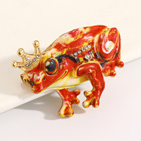 Broche en gros en forme de grenouille couronnée de dessin animé, broche en métal incrustée de strass, style conte de fées, pour manteau, costume, accessoires vestimentaires