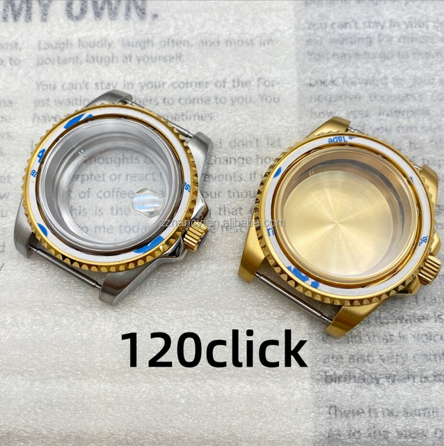 GuHe GH-WBSC-01 40mm PVD Gold Stainless Steel Watch Case 120Click NH35/NH36 Movement Sapphire Glass