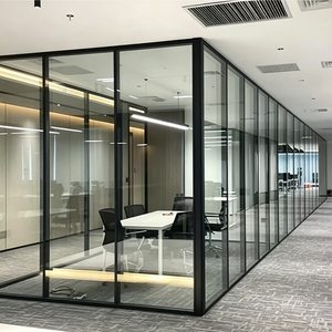 <span class=keywords><strong>Cloison</strong></span> en verre double vitrage moderne de taille personnalisable, options givrées, profilé en aluminium industriel, isolation acoustique, école - Product Image 3