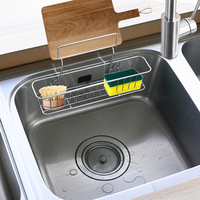 Support de rangement pour évier de cuisine en acier inoxydable antirouille avec panier égouttoir pour éponge et support pour planche à découper