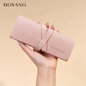 Boyang Luxury Portable Foldable Microfiber Travel Jewelry Organizer Pouch Jewelry Storage Roll Bag
