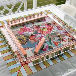Ensemble de jeu de mahjong pliable de luxe personnalisé avec motifs gravés et imprimés, tuiles en acrylique anti-décoloration pour 4 joueurs - Product Image 6