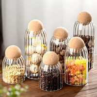 Pot à bonbons avec couvercle en liège, ensemble de pots à biscuits, pots en verre réutilisables de qualité alimentaire pour épices, pot en verre de haute performance pour le rangement en cuisine