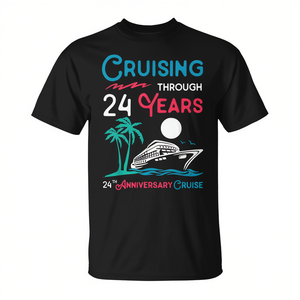 Camiseta de crucero para el 24.º aniversario de boda, 24 años de matrimonio celebrados con una camiseta promocional personalizada - Product Image 2