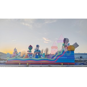 Château gonflable géant en PVC à prix d'usine, facile à installer pour les locations de fêtes en extérieur, avec toboggan pour enfants - Product Image 4