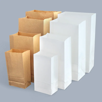 Sacs alimentaires écologiques classiques en papier kraft brun pour boulangerie, pain, biscuits, sandwichs, snacks, fond plat, vente en gros
