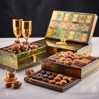 Boîte à chocolat de luxe personnalisée avec logo, 3 tiroirs, vide, pour chocolats comestibles, emballage en bois, cadeau pour l'Aïd Moubarak et le Ramadan