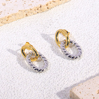 Edelstahl Zweifarbige Ohrstecker und Creolen mit Herz-, Blumen- und Rund-Texturdesigns für Damen, Tägliches Tragen, Party-Geschenk, Modeschmuck