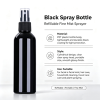 Bouteilles pulvérisatrices fines en PET noir, rechargeables, vides, en plastique, pour cosmétiques, soins de la peau, parfums et stockage de liquides