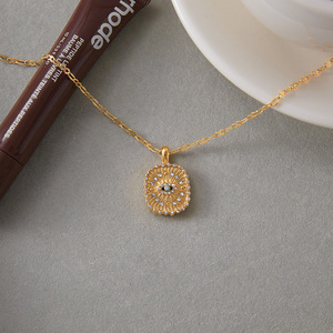 Fashion Pendant Necklace Stainless Steel Turquoise Eye <b>Design</b> Geometric <b>Star</b> Pattern Clavicle Chain Gift Jewelry - Product Image 3