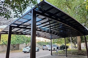 Abri de voiture double moderne de luxe sur mesure pour l'extérieur avec structure en aluminium et toit fixe en polycarbonate, abri de voiture préfabriqué pour stationnement - Product Image 5