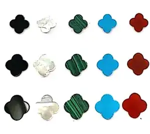 Bianco di conchiglia di perle agata nera vari colori di turchese ciondolo con quadrifoglio per bracciale utilizzato per intarsio di gioielli