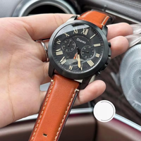 Montre-bracelet à quartz pour homme de haute qualité, cadran à chiffres romains, étanche, bracelet en cuir, montre-bracelet sportive pour homme