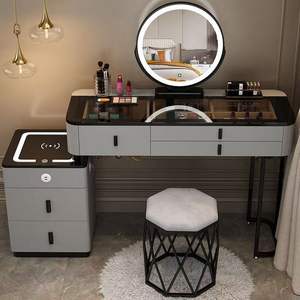 Meuble de <span class=keywords><strong>chambre</strong></span> à coucher de style nordique moderne et simple, table de maquillage multifonctionnelle avec charge sans fil intelligente pour <span class=keywords><strong>chambre</strong></span> à coucher et salon - Product Image 1