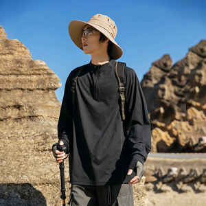 เสื้อโค้ทบางเสื้อยืดโจ๊กเกอร์คอตั้งสบายระบายอากาศไหมแข็งสำหรับกีฬากลางแจ้งในชีวิตประจำวันแฟชั่นยอดนิยมดีไซน์เท่ - Product Image 2