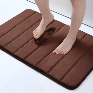 Solid Brown Non-slip Soft Absorbent Memory Foam Bath Rug Shower Mat Rubber Back Runner Mat for Kitchen Floors Bathmat