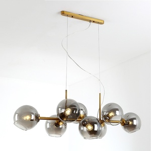 Lustre suspendu en <span class=keywords><strong>verre</strong></span> et fer doré de style nordique, design industriel créatif et unique, luminaire LED <span class=keywords><strong>pour</strong></span> salon et salle à manger - Product Image 1