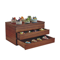 Support de présentation alimentaire en bois d'usine, table de buffet, élévation, stand pour le goûter, traiteur, luxe moderne, mariage, carré, buffet unique