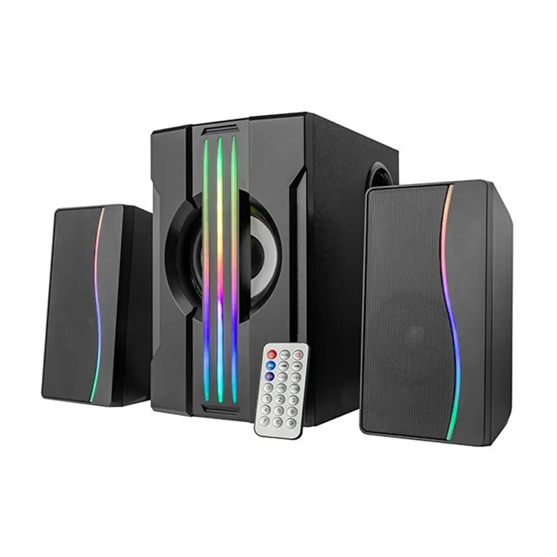 De madeira Áudio Bluetooth Desktop TF Cartão U Disco Casa RGB Efeito de Iluminação Baixo Pesado Estéreo 220 Volts Fonte de Alimentação Computer Speaker